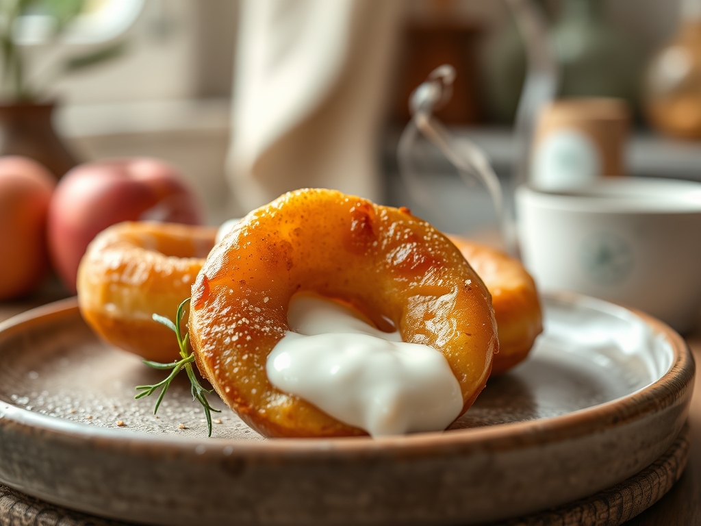 Apfel Donuts mit Joghurt